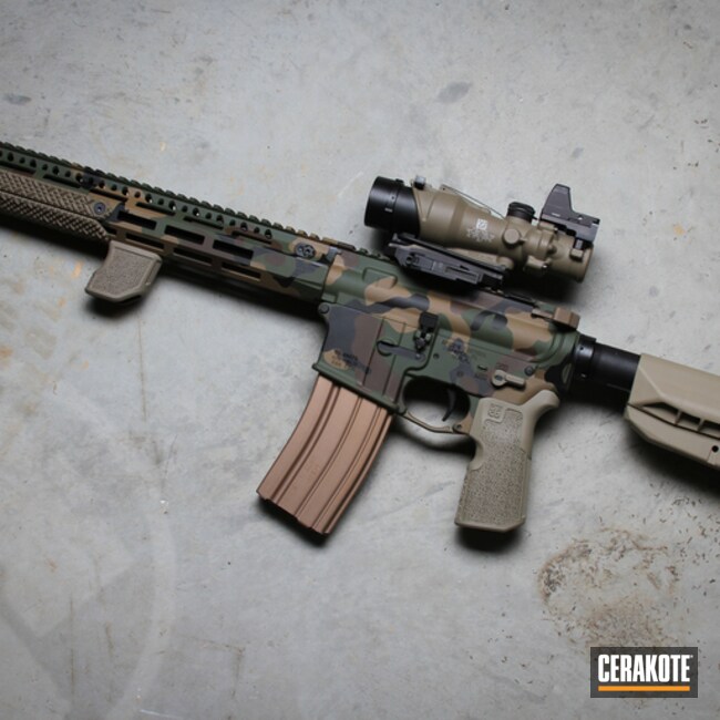 Ar15 Coated With Cerakote In Troy® Coyote Tan, Plum Brown, Highland Green, Graphite Black, Mil Spec O.d. Green And Magpul® Flat Dark Earth