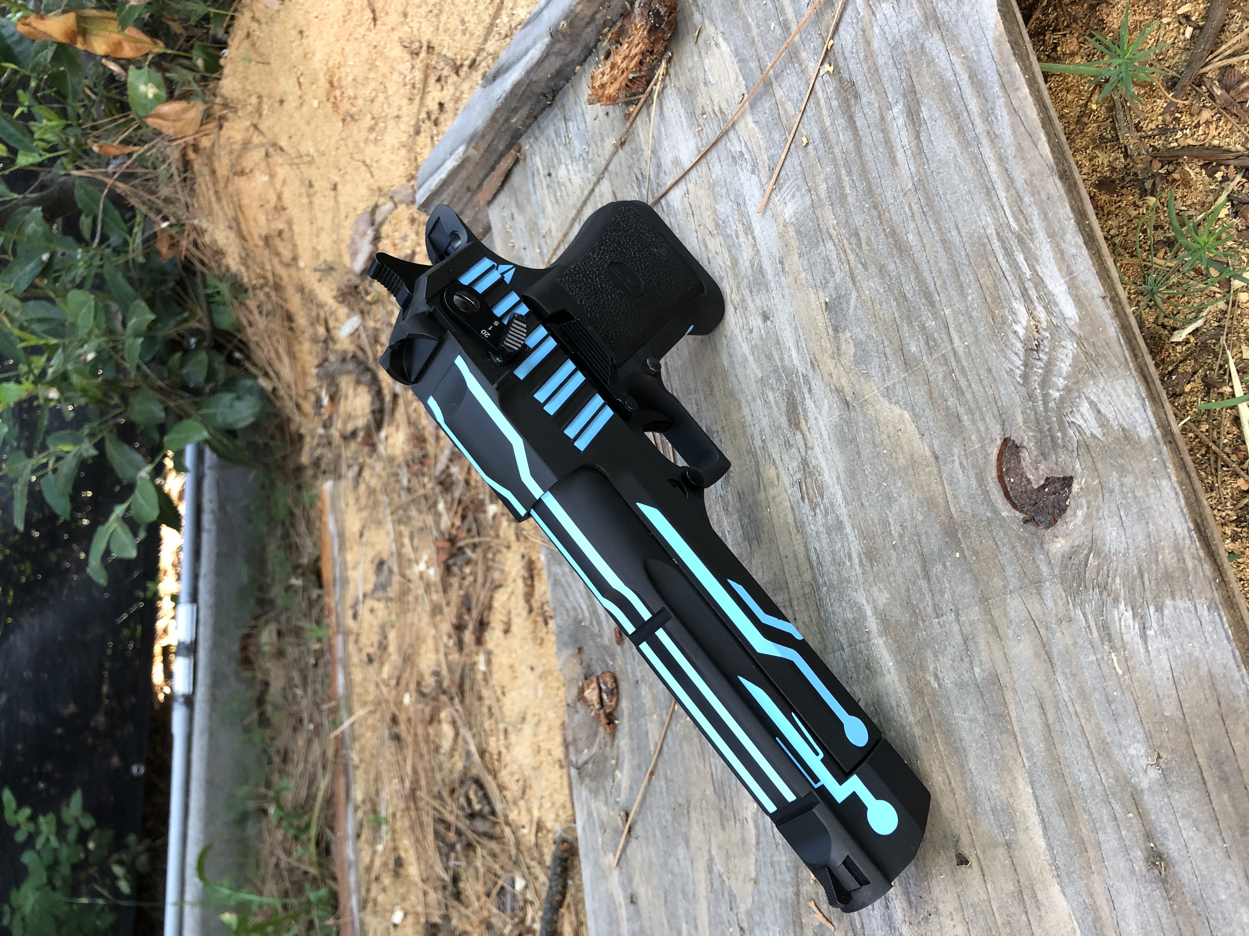Tron Desert Eagle in a Blue Raspberry and Graphite Black Finish | Cerakote