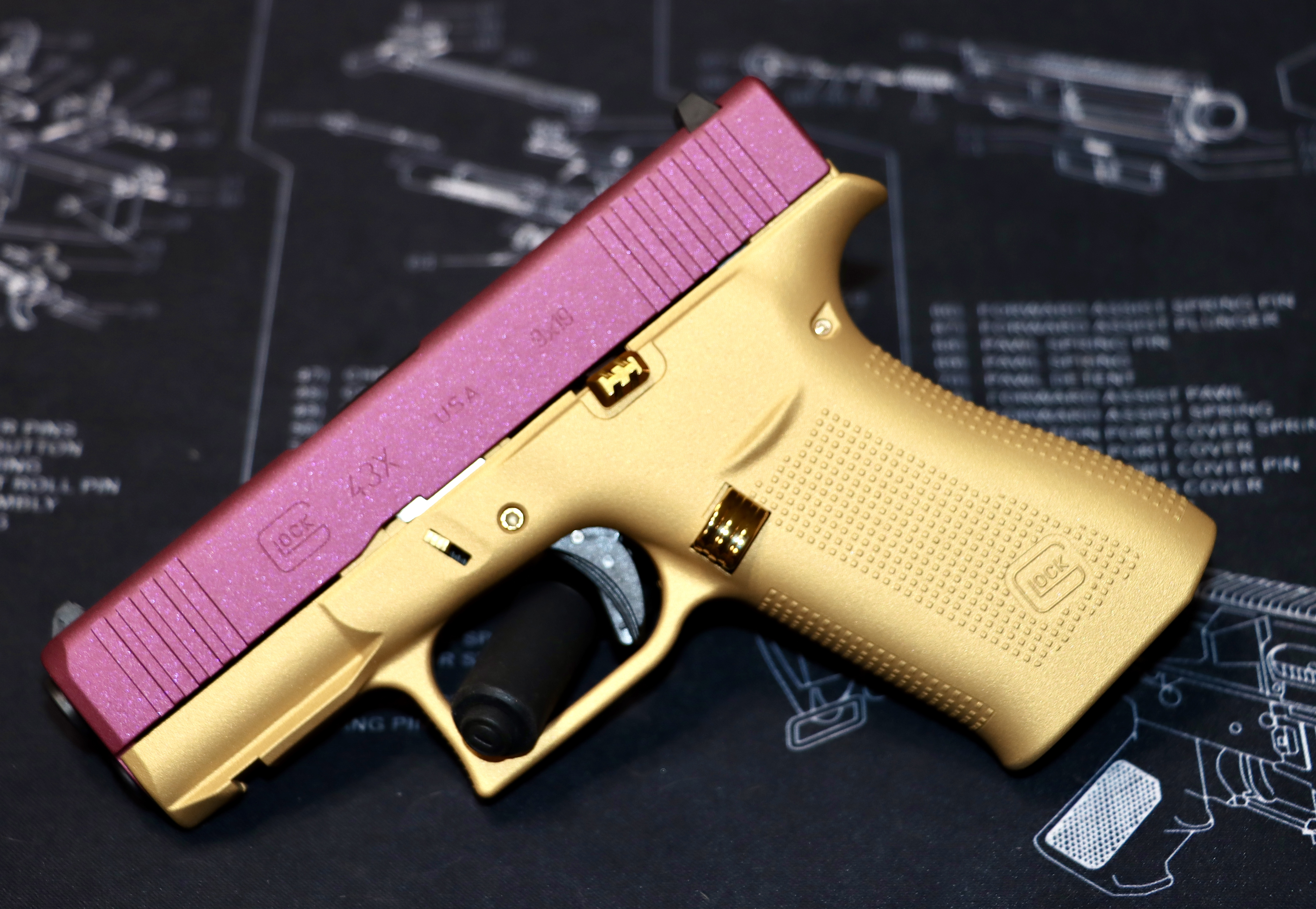 Cranberry over Gold Glock | Cerakote