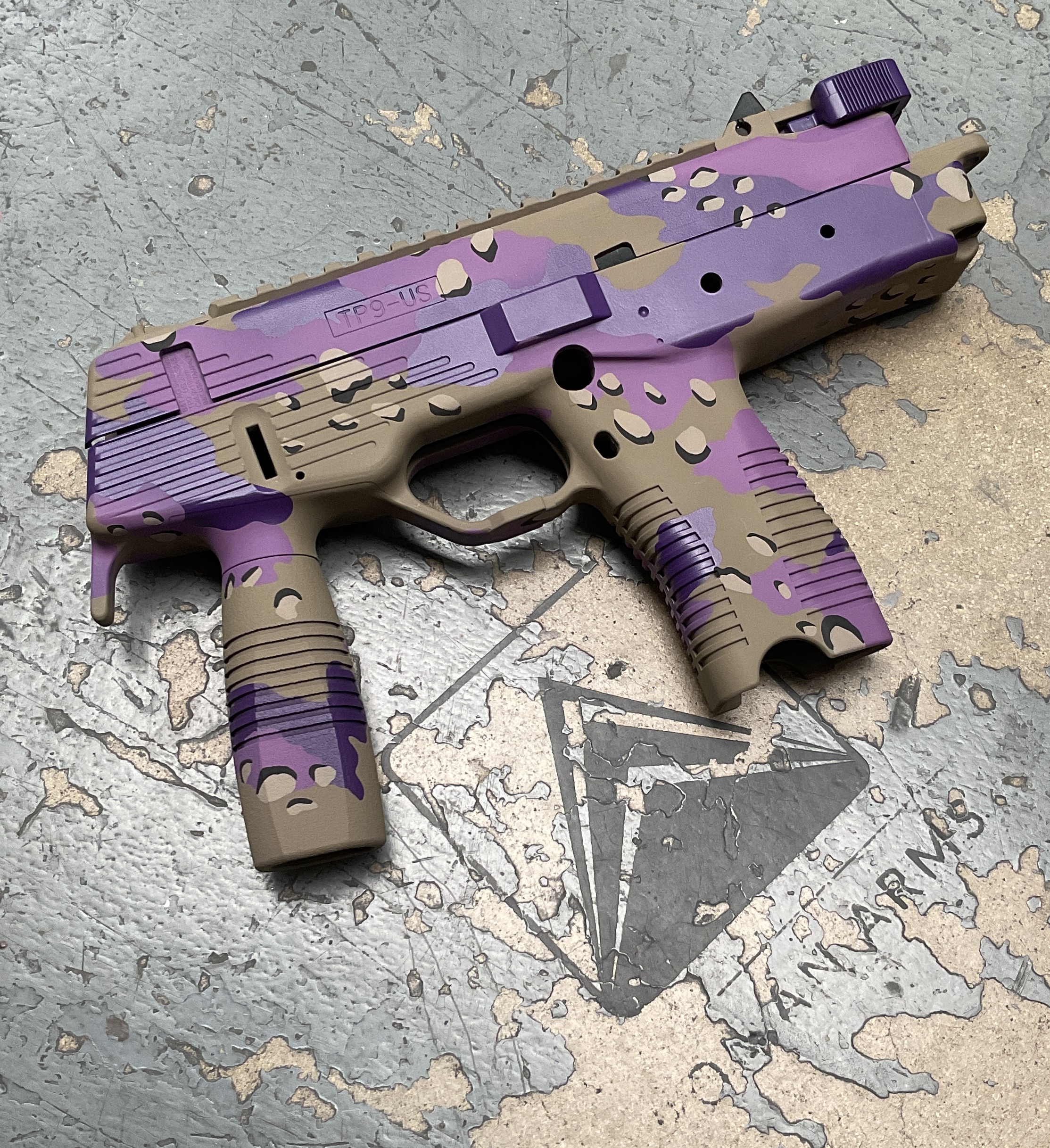 Bt9 coated in Coyote Tan, Wild Purple and Lollypop Purple | Cerakote