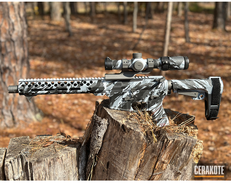Tiger Stripe Ar Pistol coated in a Armor Black, Stormtrooper White