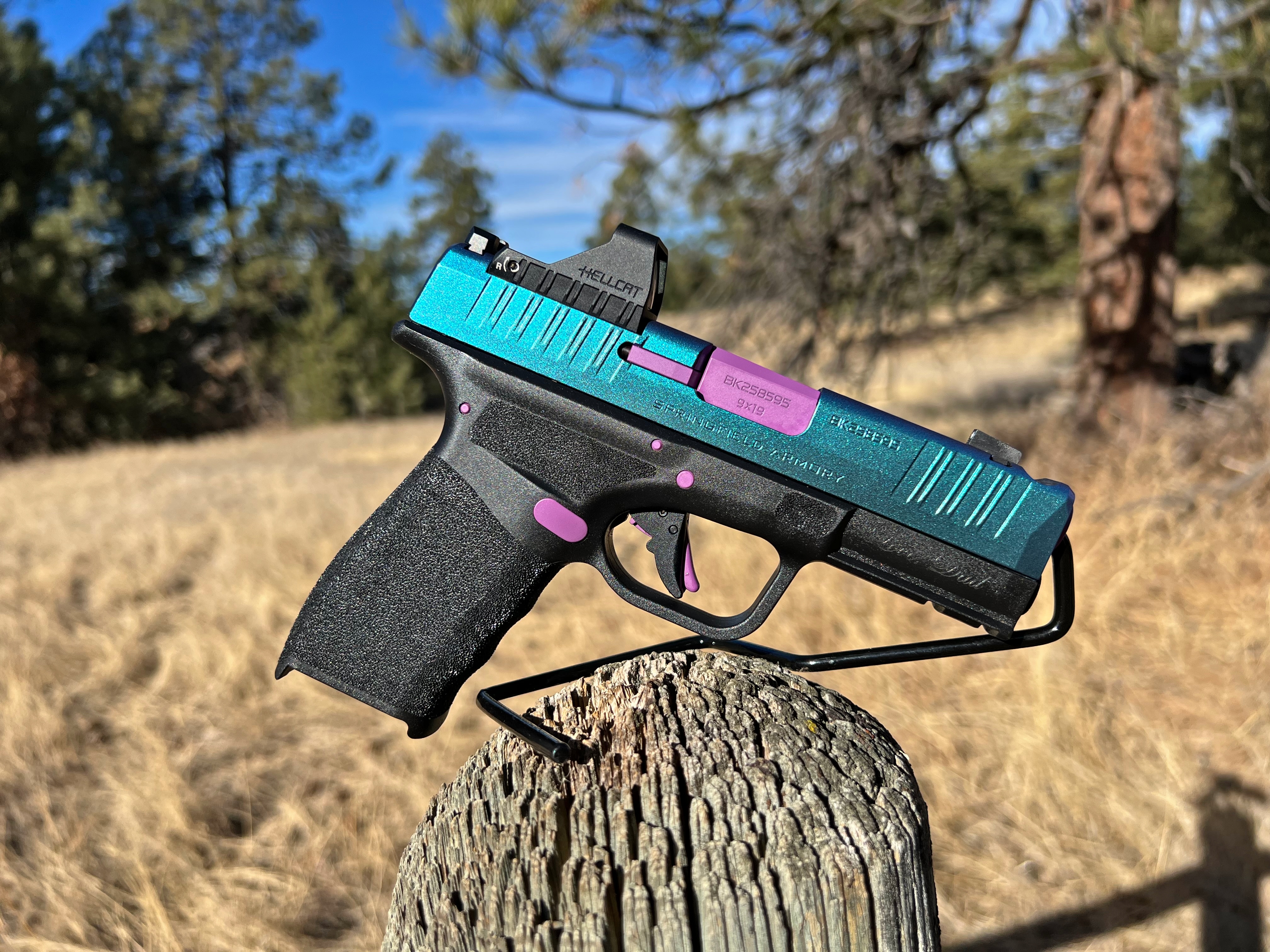 Hellcat Pro finished in a Cerakote Fx Typhoon, Wild Purple and Graphite ...