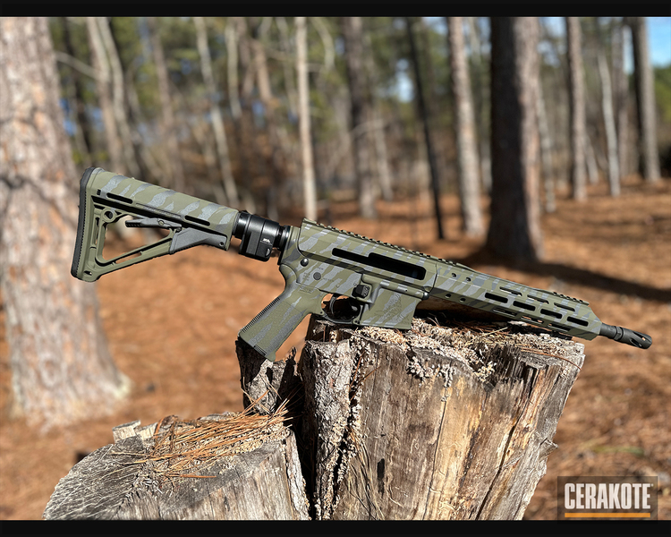 Ar-15 Folder finished in a Sniper Grey and Sniper Green Finish | Cerakote