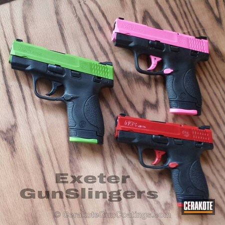 Powder Coating: Smith & Wesson,Zombie Green H-168,Handguns,FIREHOUSE RED H-216,Prison Pink H-141