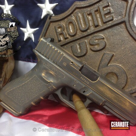 Powder Coating: Glock,Distressed,Handguns,Grey,Gold H-122,Cobalt H-112