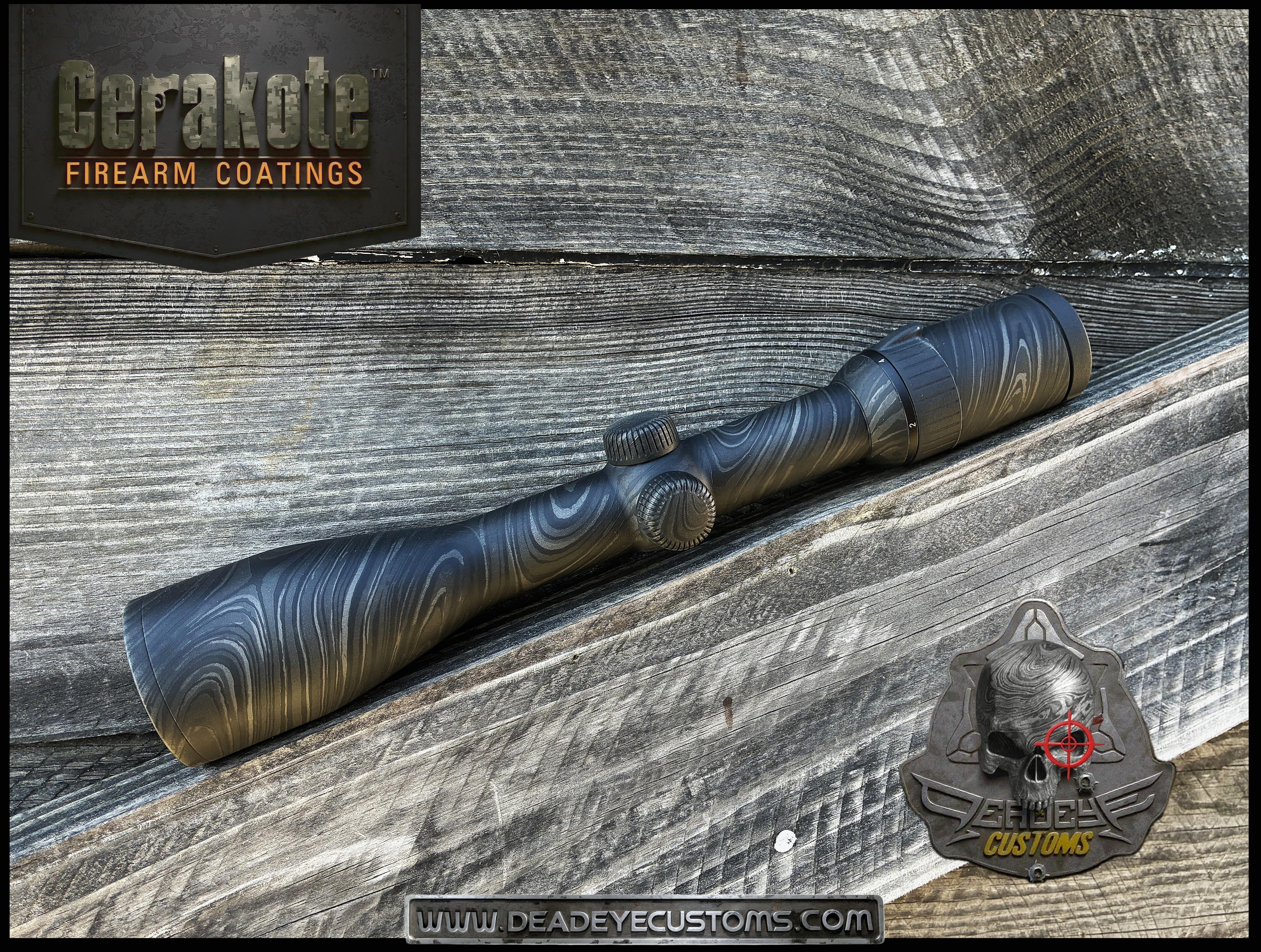 Damascus Scope coated in Stainless, Graphite Black and Cobalt | Cerakote