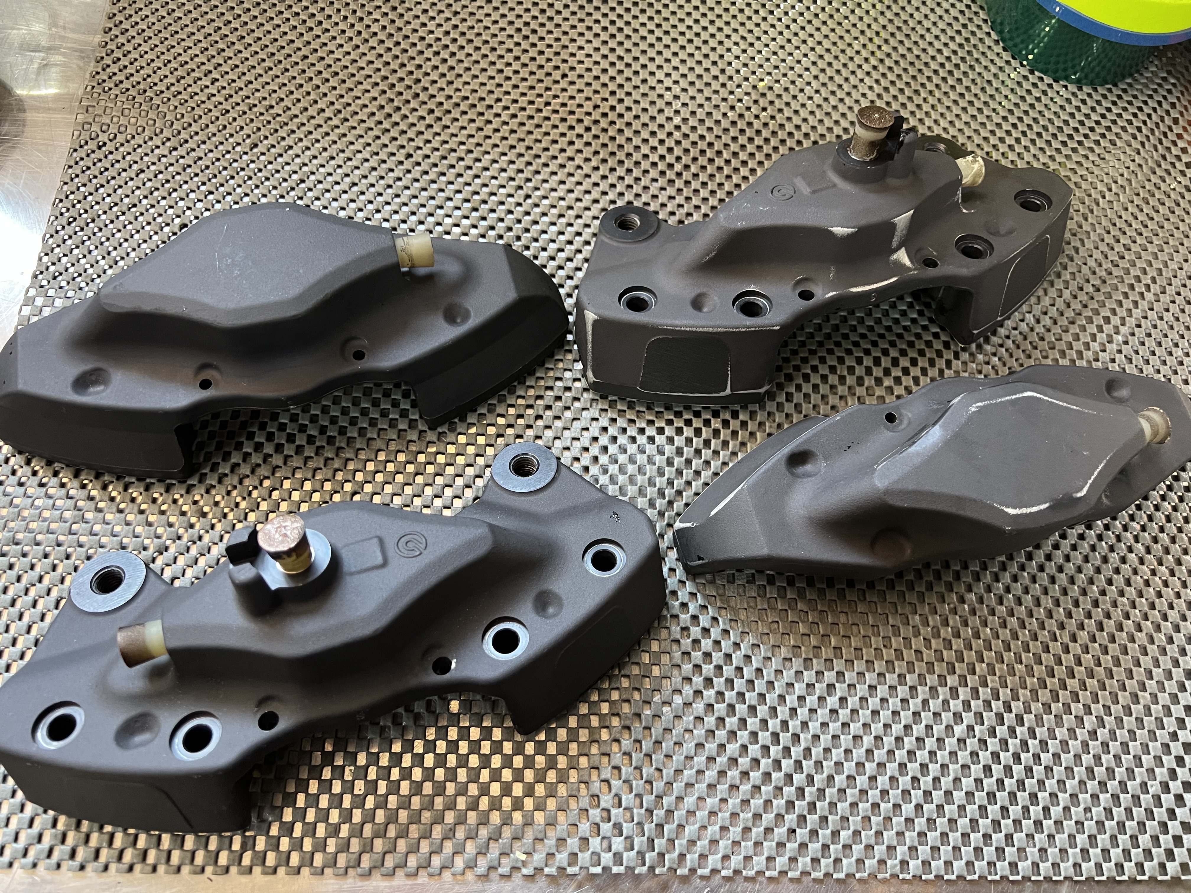 Subaru brake calipers - over sized front - graphite black lettering ...