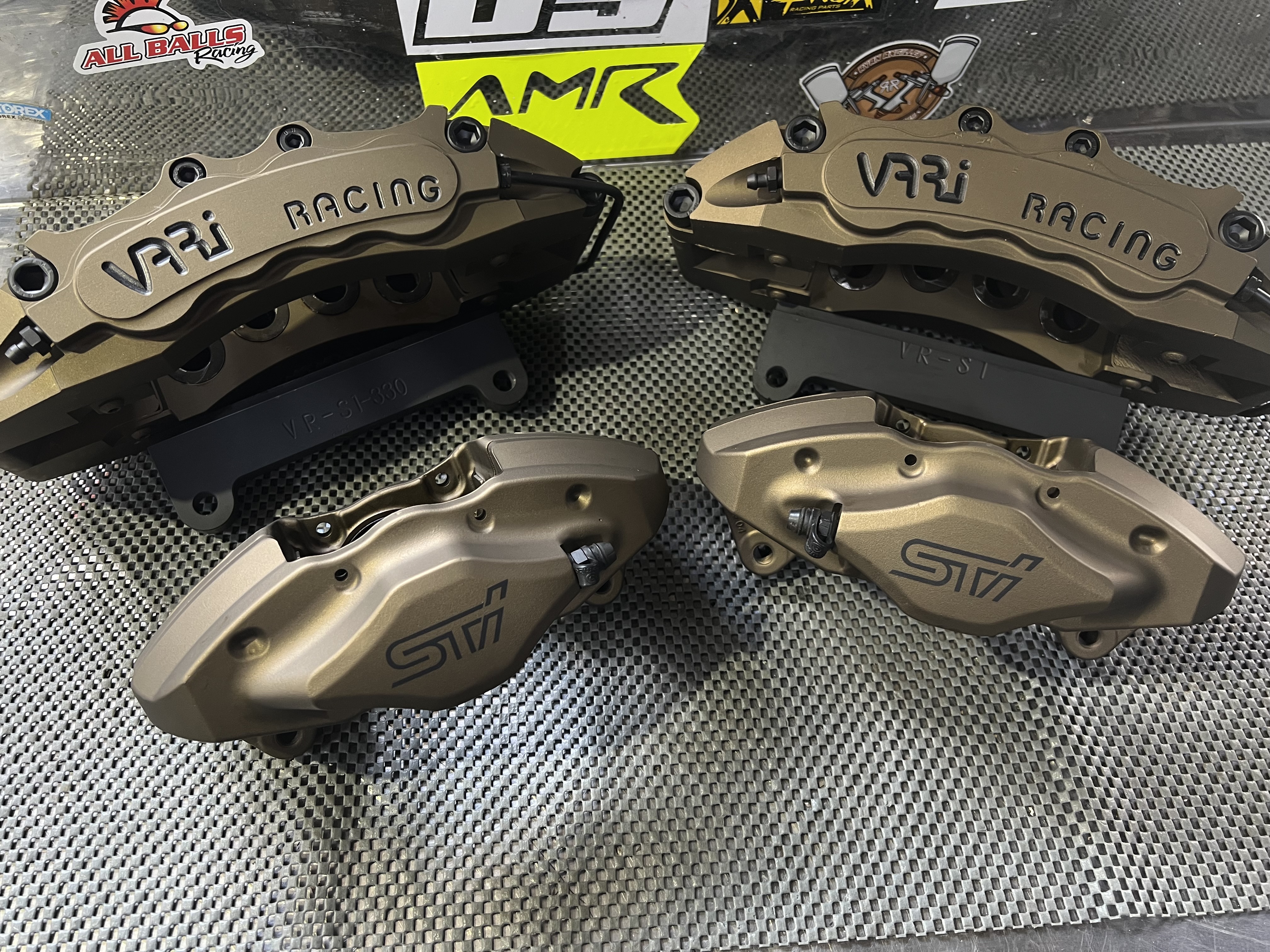 Subaru brake calipers - over sized front - graphite black lettering ...