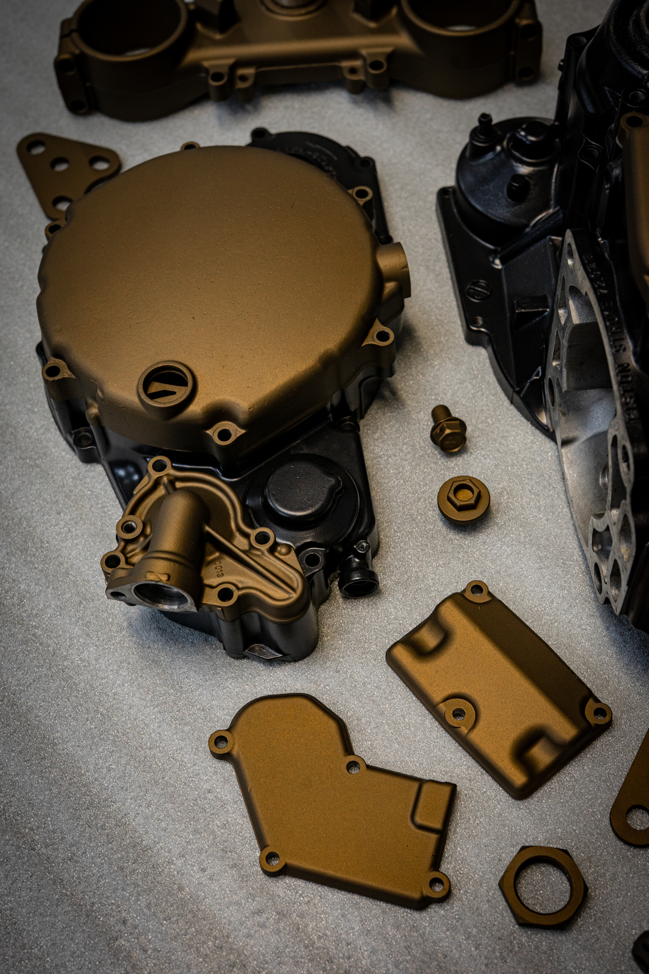 Full Motorbike Engine Case and Yokes in Elite Blackout and Burnt Bronze ...