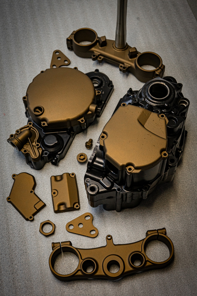 Full Motorbike Engine Case and Yokes in Elite Blackout and Burnt Bronze ...