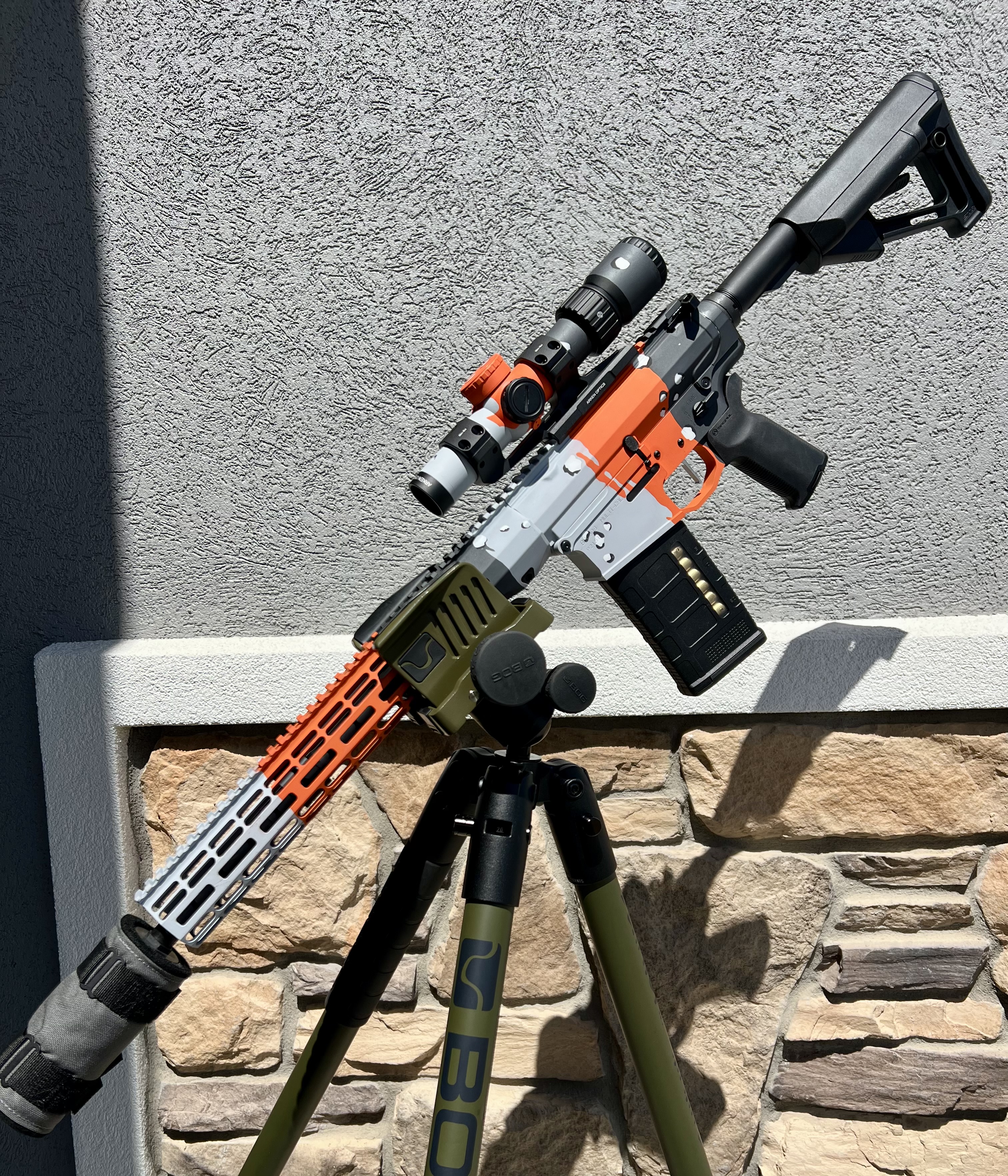 Chocolate Chip Ar10 done in Hunter Orange, Sniper Grey, Armor