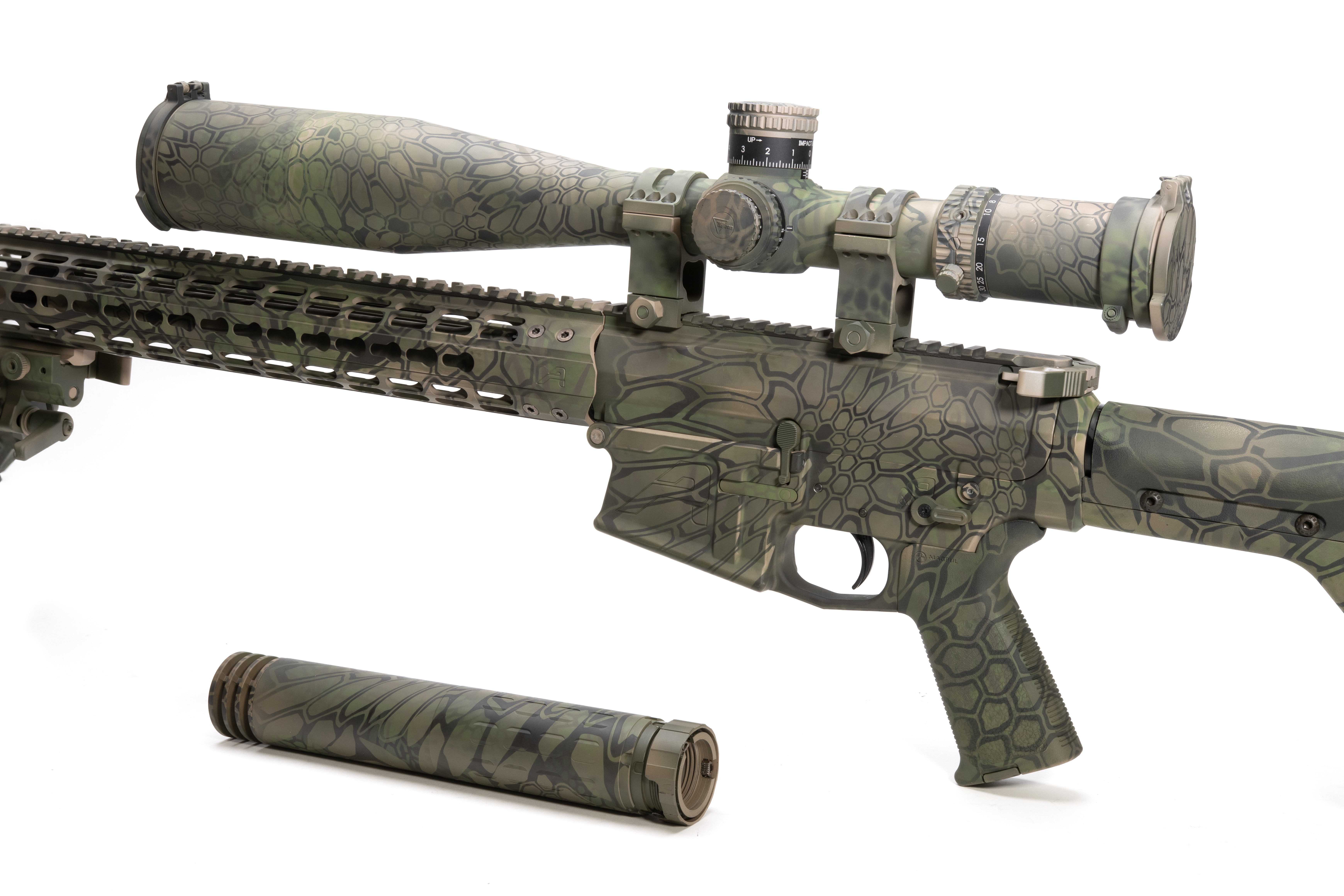 Kryptek HIR AR-10 and Suppressor | Cerakote