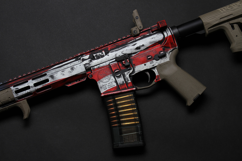 Distressed American Flag coated in a Kel-Tec® Navy Blue, Snow