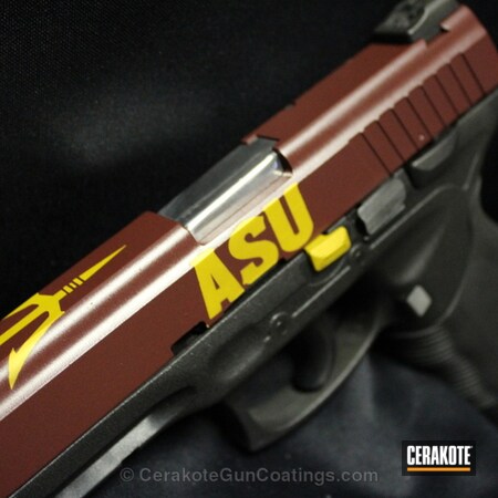 Powder Coating: Handguns,Gold H-122,Cobalt H-112,FIREHOUSE RED H-216,Taurus