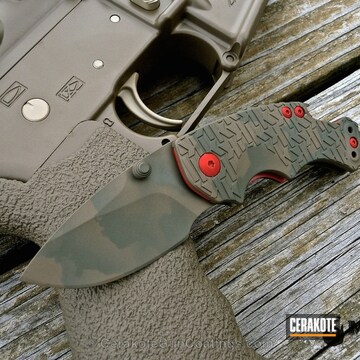 Cerakoted H-231 Magpul Foliage Green With H-267 Magpul Flat Dark Earth And H-167 Usmc Red