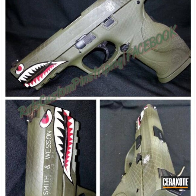 Cerakoted H-236 O.d. Green With H-232 Magpul O.d. Green And H-216 Smith & Wesson Red