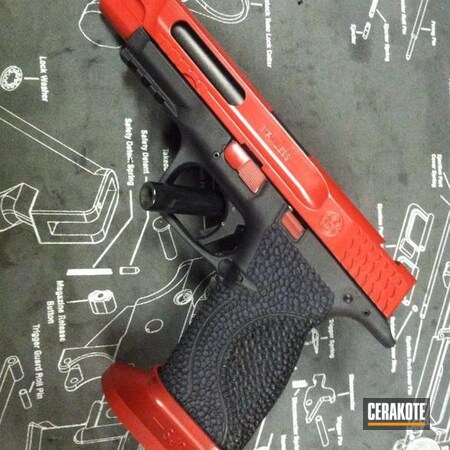 Powder Coating: Slide,Smith & Wesson,Undercut,Trigger Work,Handguns,Trigger,FIREHOUSE RED H-216,Stippled,3 Gun