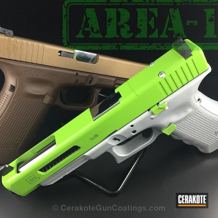 Powder Coating: Glock,Zombie Green H-168,Handguns,Crushed Silver H-255