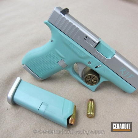 Powder Coating: Satin Aluminum H-151,Glock,Cerakote,Handguns,Glock 19,Robin's Egg Blue H-175