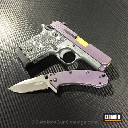 Powder Coating: Sig Sauer,Handguns,Custom Mix,Bright Purple H-217,Burnt Bronze H-148