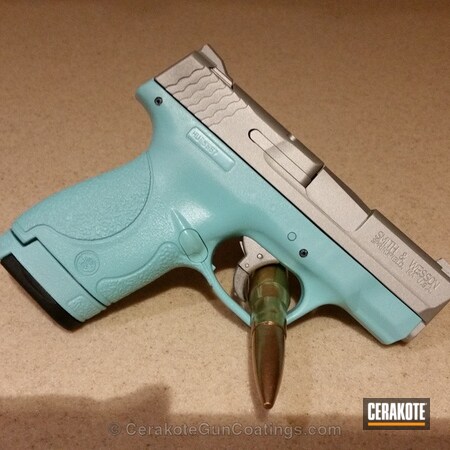Powder Coating: Smith & Wesson,Handguns,Shimmer Aluminum H-158,Robin's Egg Blue H-175