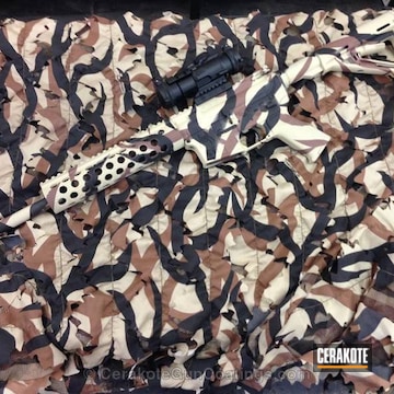 Cerakoted H-190 Armor Black With H-267 Magpul Flat Dark Earth And H-30372 Fs Brown Sand