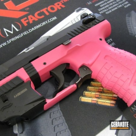 Powder Coating: Two Tone,Ladies,Handguns,Walther,.22 LR,Laser,Rimfire,Walther P22,Semi-Auto,Prison Pink H-141