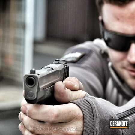 Powder Coating: Graphite Black H-146,Smith & Wesson,Distressed,M&P Shield,Handguns,Titanium H-170