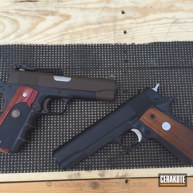 Cerakoted H-146 Graphite Black With H-226 Patriot Brown And H-238 Midnight Blue