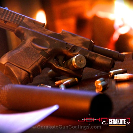 Powder Coating: 9mm,Glock 26,Glock,Suppressor,Handguns,DESERT SAND H-199,BARRETT® BRONZE H-259,O.D. Green H-236,Lone Wolf,Silencer,Worn,Tundra