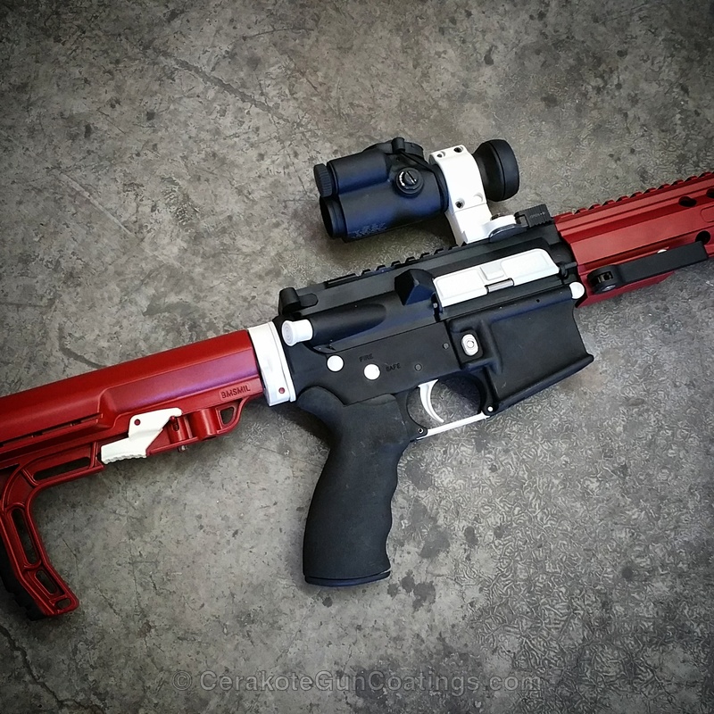 H221 Color H-221 Crimson with H-136 Snow White by Outlaw Action Sports, LLC | Cerakote