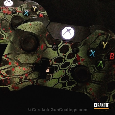 Powder Coating: Graphite Black H-146,Crimson H-221,controller,Zombie Green H-168,Cerakote,Electronics,Xbox Controller,More Than Guns,videogame,Gaming
