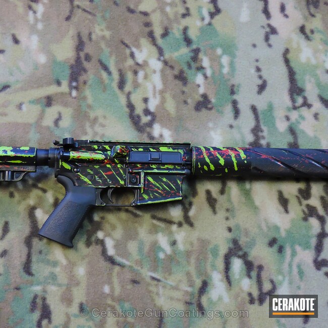 Cerakoted H-168 Zombie Green With H-146 Graphite Black And H-216 Smith & Wesson Red