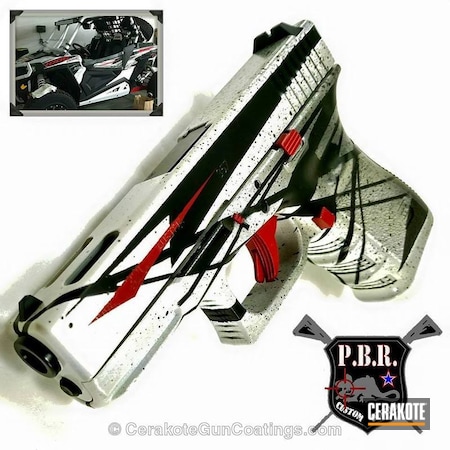 Powder Coating: Polaris RZR,Bright White H-140,Graphite Black H-146,Glock,Beadlocks,Cerakote,Handguns,Matched,Pistol,FIREHOUSE RED H-216