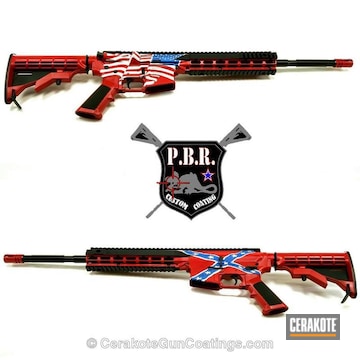 Cerakoted H-216 Smith & Wesson Red With H-140 Bright White And H-171 Nra Blue