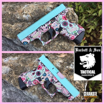 Cerakoted H-175 Robin's Egg Blue With H-147 Satin Mag And H-244 Bright Pink