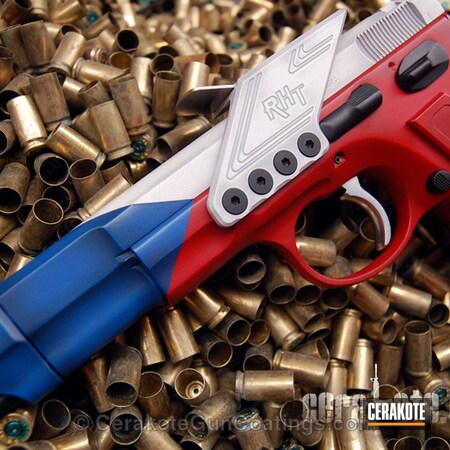 Powder Coating: Bright White H-140,Colors,Blue,Angle,Handguns,CZ,FIREHOUSE RED H-216,Ridgeway Blue H-220,Guns,Clear Coat,Custom