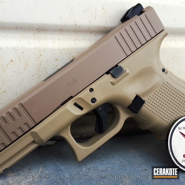 Cerakoted H-20180 Federal Standard Tan With H-267 Magpul Flat Dark Earth And H-146 Graphite Black