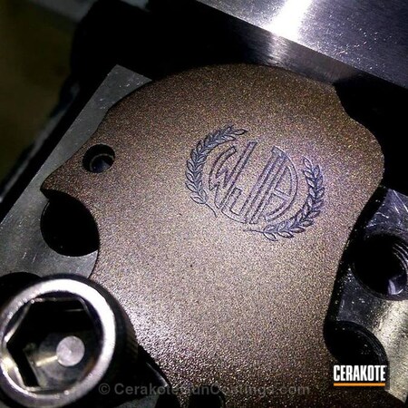 Powder Coating: Laser Engrave,Smith & Wesson,Frame,Armor Black H-190,Revolver,Burnt Bronze H-148