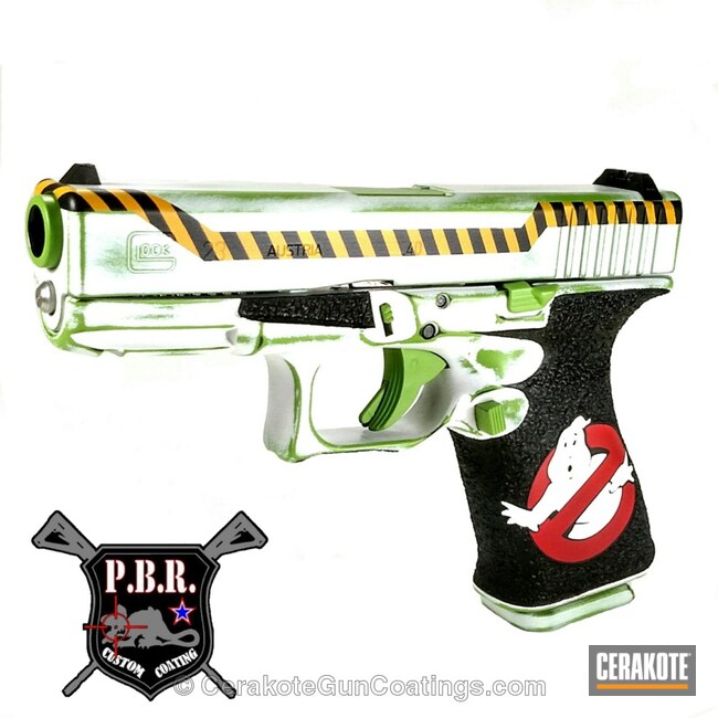 Cerakoted H-146 Graphite Black With H-140 Bright White With H-168 Zombie Green And H-144 Corvette Yellow