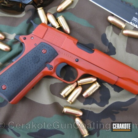 Powder Coating: Graphite Black H-146,1911,Handguns,Red Orange H-266,Springfield Armory