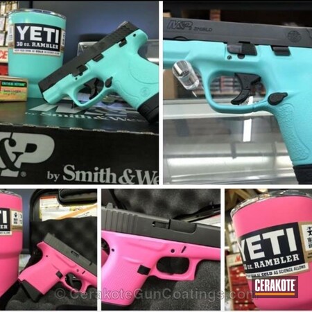 Powder Coating: Glock,Handguns,Wild Pink H-208,Robin's Egg Blue H-175