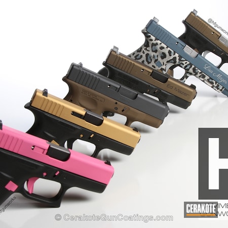 Powder Coating: Glock,Handguns,Gold H-122,Wild Pink H-208,Burnt Bronze H-148