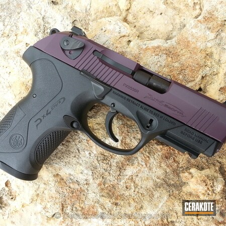 Powder Coating: Graphite Black H-146,Handguns,Beretta,Custom Mix,Bright Purple H-217