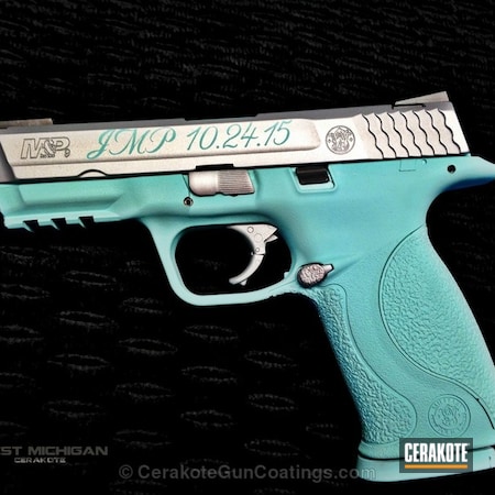 Powder Coating: Handguns,Crushed Silver H-255,Robin's Egg Blue H-175