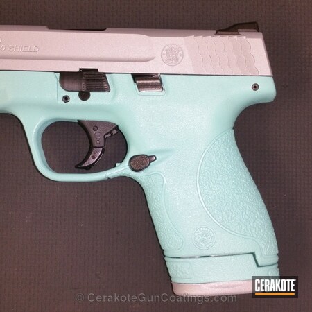 Powder Coating: Smith & Wesson,Bandwagon,Ladies,Crushed Silver H-255,Robin's Egg Blue H-175
