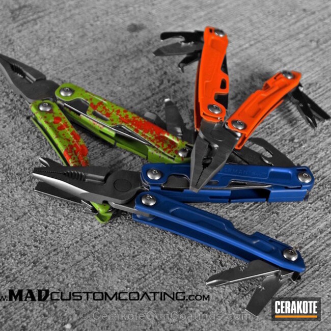 Cerakoted H-243 Safety Orange With H-171 Nra Blue And H-168 Zombie Green