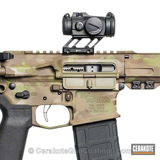 Cerakoted H-204 Hazel Green With H-199 Desert Sand And H-226 Patriot Brown