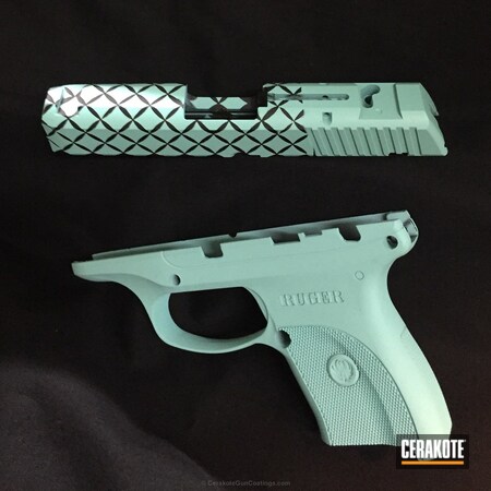 Powder Coating: Graphite Black H-146,Ladies,Handguns,Robin's Egg Blue H-175