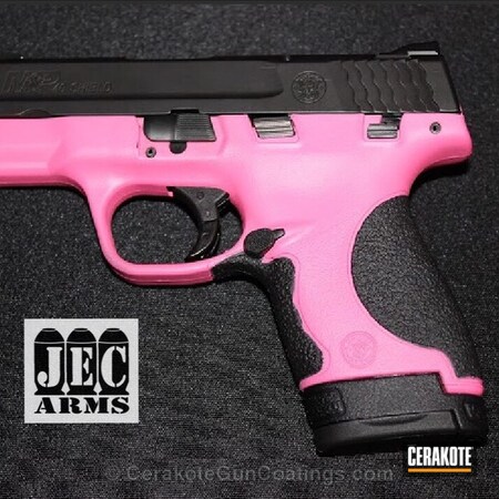 Powder Coating: Graphite Black H-146,Ladies,M&P Shield,Girls Gun,Prison Pink H-141